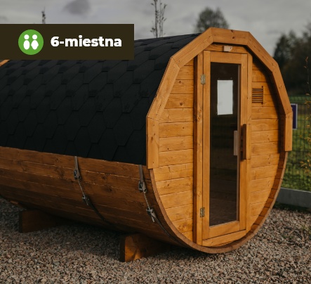 6-miestna Drevená sudová sauna 250cm