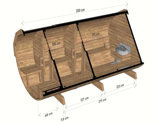 Sudová sauna s terasou a predsieňou pre 4 osoby